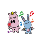 Alien cute fly rabbit and Unilateral（個別スタンプ：17）