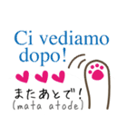 可愛い猫のイタリア語と日本語（ルビ付）（個別スタンプ：4）