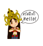 Lai Kanok Cartoon Lady V.Nakee thai/eng（個別スタンプ：1）