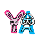 Sassy pink bunny ＆ Hu-Lu cat（個別スタンプ：34）