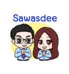 Friendly Cheerful Salesman ＆ Salesgirl（個別スタンプ：1）