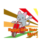 2017 NEW YEAR Cat and scooter（個別スタンプ：1）