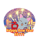 2017 NEW YEAR Cat and scooter（個別スタンプ：4）