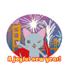2017 NEW YEAR Cat and scooter（個別スタンプ：6）