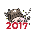 Cute girl with bobbed hair - New Year -（個別スタンプ：3）