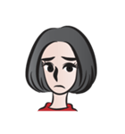 short black hair girl（個別スタンプ：30）