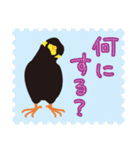 ネコと小鳥の切手スタンプ（個別スタンプ：4）