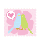 ネコと小鳥の切手スタンプ（個別スタンプ：5）