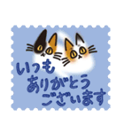 ネコと小鳥の切手スタンプ（個別スタンプ：24）