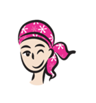 pink scarf girl（個別スタンプ：16）