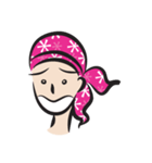 pink scarf girl（個別スタンプ：34）