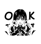白黒の女子たち（個別スタンプ：3）