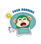 Very Busy Time Funny Little Green Monkey（個別スタンプ：1）