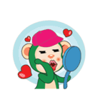 Very Busy Time Funny Little Green Monkey（個別スタンプ：3）