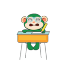 Very Busy Time Funny Little Green Monkey（個別スタンプ：13）