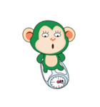 Very Busy Time Funny Little Green Monkey（個別スタンプ：27）