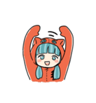 ネコっぽい娘とトカゲ氏（個別スタンプ：1）