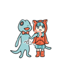 ネコっぽい娘とトカゲ氏（個別スタンプ：32）