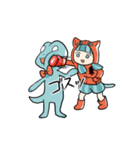 ネコっぽい娘とトカゲ氏（個別スタンプ：33）