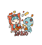 ネコっぽい娘とトカゲ氏（個別スタンプ：37）
