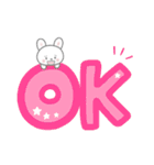 おちゃめなピンクほっぺの白うさぎちゃん（個別スタンプ：34）