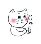 手描きしろねこ～日常のあいさつ～（個別スタンプ：1）