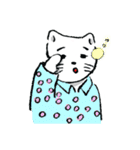 手描きしろねこ～日常のあいさつ～（個別スタンプ：5）