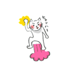 手描きしろねこ～日常のあいさつ～（個別スタンプ：36）