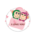 Lovely Couple Funny Little Green Monkey（個別スタンプ：2）