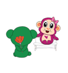 Lovely Couple Funny Little Green Monkey（個別スタンプ：5）