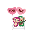 Lovely Couple Funny Little Green Monkey（個別スタンプ：8）