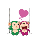 Lovely Couple Funny Little Green Monkey（個別スタンプ：9）