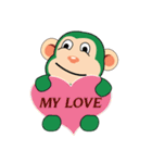 Lovely Couple Funny Little Green Monkey（個別スタンプ：11）