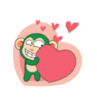 Lovely Couple Funny Little Green Monkey（個別スタンプ：12）