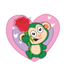 Lovely Couple Funny Little Green Monkey（個別スタンプ：13）