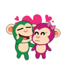 Lovely Couple Funny Little Green Monkey（個別スタンプ：18）