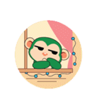 Lovely Couple Funny Little Green Monkey（個別スタンプ：22）
