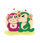 Lovely Couple Funny Little Green Monkey（個別スタンプ：24）