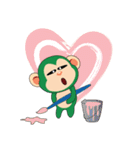 Lovely Couple Funny Little Green Monkey（個別スタンプ：25）