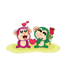 Lovely Couple Funny Little Green Monkey（個別スタンプ：28）