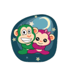 Lovely Couple Funny Little Green Monkey（個別スタンプ：32）