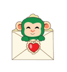 Lovely Couple Funny Little Green Monkey（個別スタンプ：33）