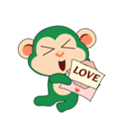 Lovely Couple Funny Little Green Monkey（個別スタンプ：34）