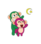Lovely Couple Funny Little Green Monkey（個別スタンプ：37）