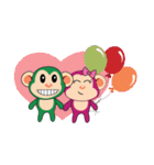 Lovely Couple Funny Little Green Monkey（個別スタンプ：39）