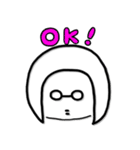 おかっぱメガネさん（個別スタンプ：1）