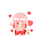 桃色ヘアーのメイドさん（個別スタンプ：4）