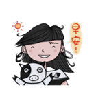 KuKu Girl ＆ KuKu Pig（個別スタンプ：1）