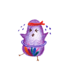 Purple bird ＆ flower hedgehog（個別スタンプ：1）