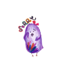 Purple bird ＆ flower hedgehog（個別スタンプ：3）
